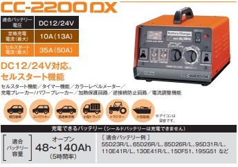 未使用 日本製 CELLSTAR セルスター CC-2200DX バッテリー 充電器 12V ...