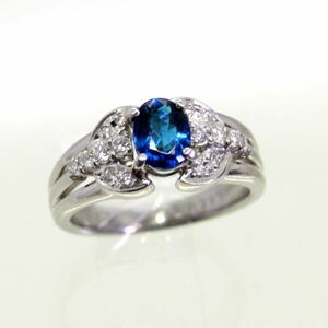 ◎中古美品◎プラチナ　アパタイト　0.651ct　ダイヤ　0.22ｃｔ　リング 　11号