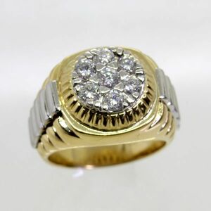 * used beautiful goods *18 gold, platinum diamond 1.00ct men's ring 18.5 number 