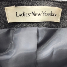 LAdies New YORker スーツ上下 セットアップ ジャケット ノーカラー スカート 膝下丈 グレー ウール100％ サイズ9A3 /60-88_画像7