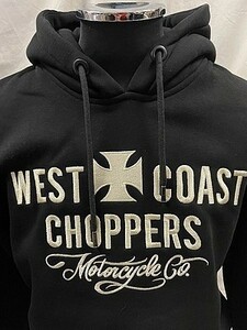 WEST COAST CHOPPERS パーカー フード付き Mサイズ ブラック×シャンパンゴールド 男女兼用 ウエストコーストチョッパーズ 