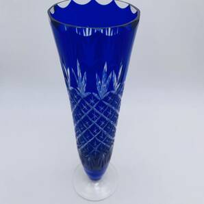 ★現状品★江戸切子 花瓶 皿 瑠璃色 ガラス 工芸 食器 まとめ売り★の画像3