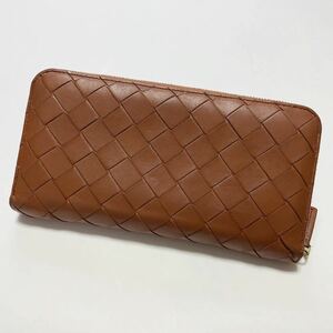 ★BOTTEGA VENETA ボッテガ ヴェネタ ラウンドファスナー ジップ 長財布 ブラウン【鑑定済み 本物保証】