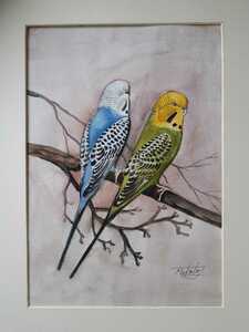 Art hand Auction акварельный волнистый попугайчик, рисование, акварель, рисунок животного