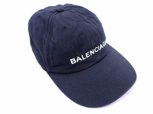 1円 BALENCIAGA バレンシアガ コットン100％ ベースボールキャップ 帽子 メンズ レディース ダークネイビー系 AG2053チs