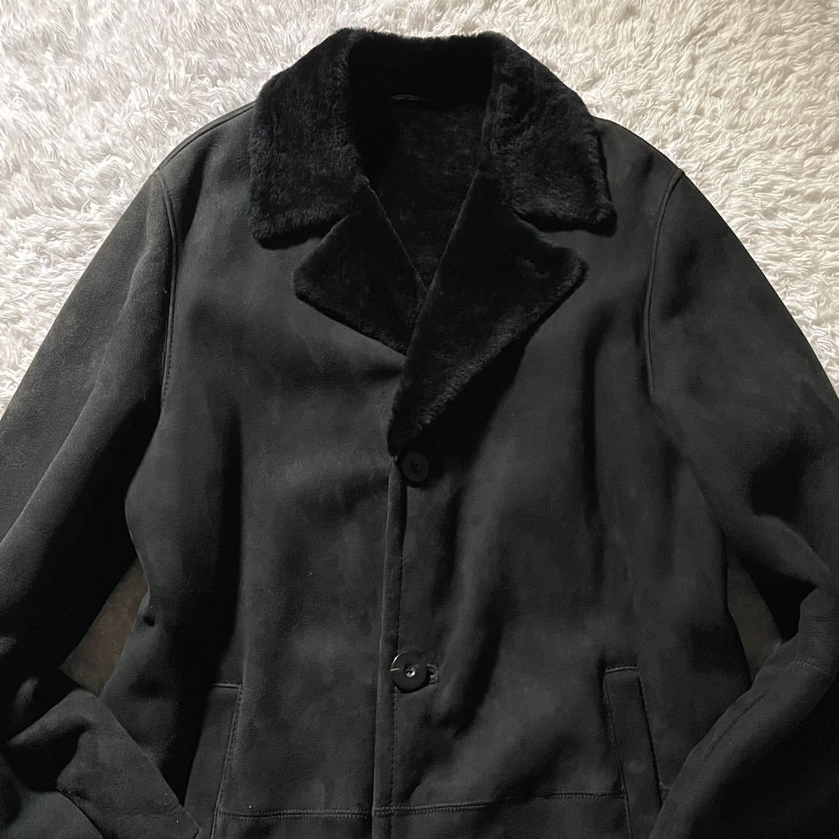 極美品/XLサイズ アルマーニ コレツィオーニ 高級ムートンコート 羊革