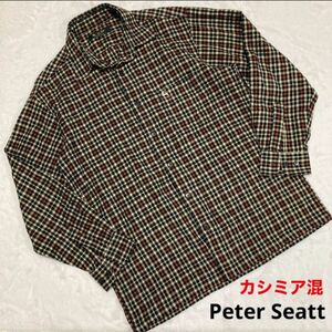 Peter Seatt シャツ チェック カシミア混 刺繍入り