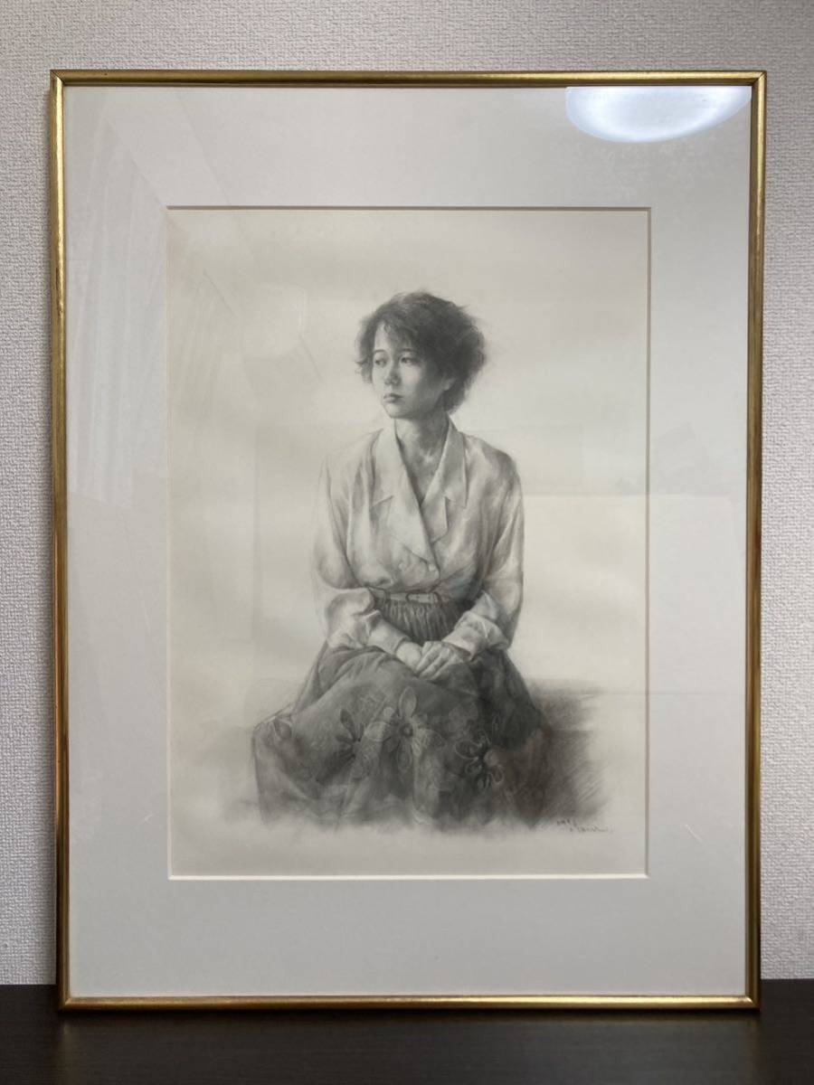 [Exposición especial] Bosquejo de Kazutoshi Kihara, autografiado, pintado a mano, Retrato de una mujer hermosa, realismo, pintura realista, retrato, Obra de arte, Cuadro, Retratos