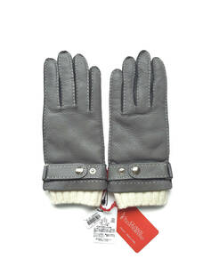  new goods autumn winter GUANTI GIGLIO FIORENTINO 7.5g anti Gigli off .o Len Tino glove gloves Dias gold deer leather gray cashmere regular price 3 ten thousand 