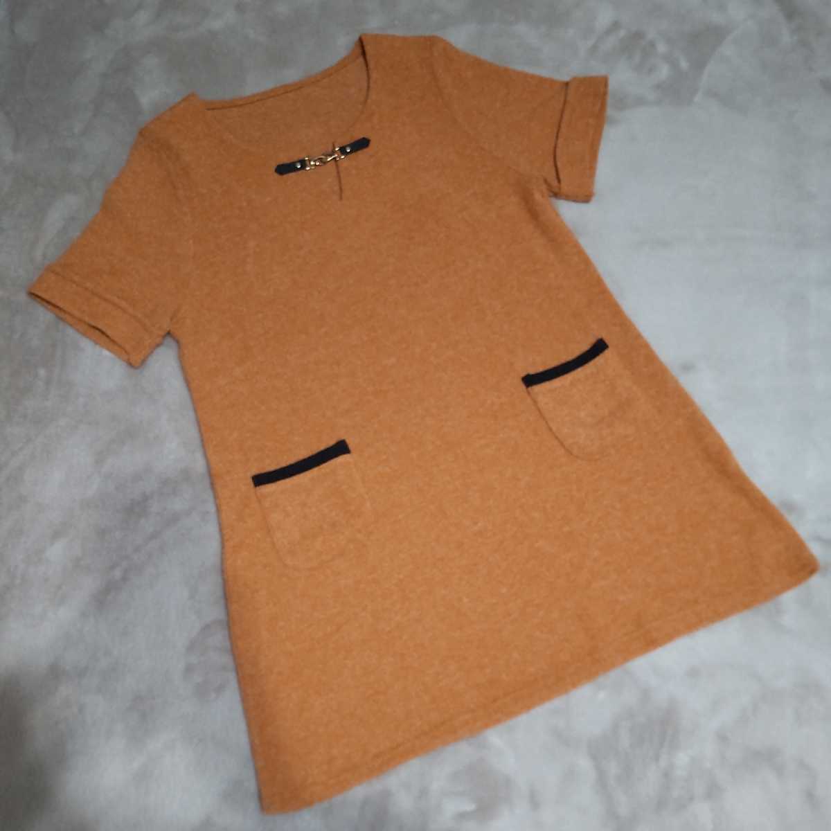 ください Hermes フラワー アートデザイン 半袖 ニット セーター Mの