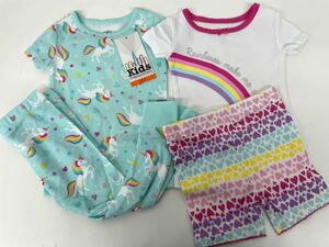  new goods #Kids girl short sleeves pants 4 point set 4 / 4 -years old Rainbow rainbow Heart lovely! together profit 