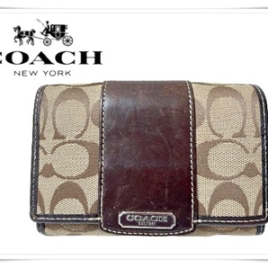 コーチ COACH 二つ折り財布 チャコール シグネチャー PVC レザー