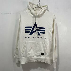 送料無料☆ALPHA INDUSTRIES☆アルファインダストリーズ☆プリントロゴスウェットパーカー☆ホワイト☆M☆A23