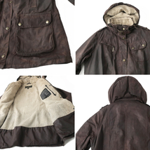 無骨感◎Barbour バブアー WEYHILL JACKET ワックスジャケット フーディコート ボア裏地　14(L)_画像3