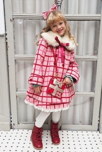 * Shirley Temple * original check wool check wool coat * pink *120*.....* tag equipped *ShirleyTemple*