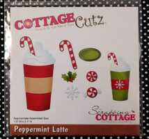 新品☆Cottage Cutz Peppermint Latte ペパーミントラテ カッティングダイ ホッとドリンク クリスマスカード キャンディケーン 柊 _画像1