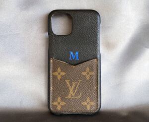 Louis Vuitton Louis Vuitton iPhone11 Pro кейс чёрный кожа монограмма чай бампер initial входить карта карман LV iPhone кейс P760