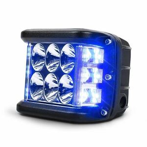 国内在庫　保証付き　LED作業灯　ストロボライト付き ブルー 30W 回転灯 重機 ホイールローダー トラクター など