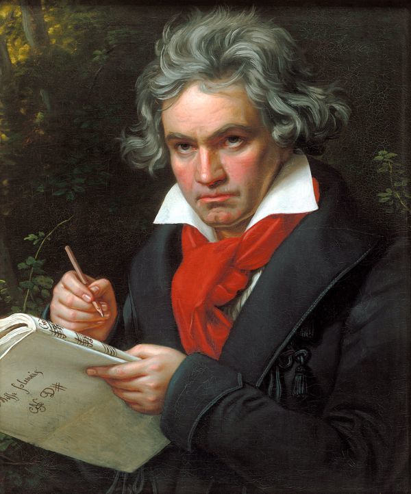 ★Papier fait main Joseph Karl Stieler ``Beethoven'' avec cadre, format carte postale, papier japonais, carte postale, lettre illustrée, calligraphie, la peinture à l'aquarelle, peinture à l'encre★, peinture, peinture à l'huile, portrait