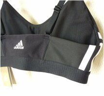 新品未使用M★アディダスオール ミー 3ストライプ ブラ / All Me 3-Stripes Bra/スポーツブラ/スポブ黒_画像4