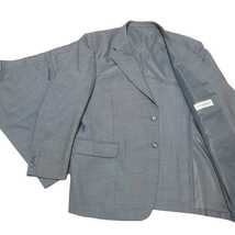 Y015 ウール混 メンズ スーツセットアップ シングル ジャケット スラックス グレー 背抜き BB6 L～LL Kanebo wool ウールマーク ビジネス_画像1