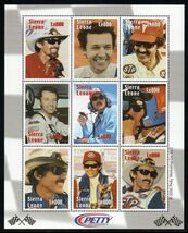 切手 H033 シエラレオネ リチャード・ペティ カーレーサー NASCAR ストックカーレース 車 SL2(3x3)+SS2完 2000年発行 未使用_画像2