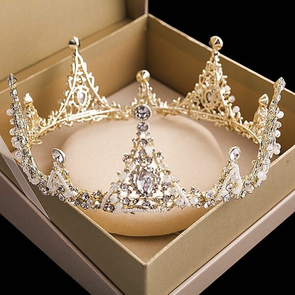 ティアラ ゴールド クラウン王冠 プリンセス ヘッドドレス ウェディング