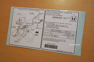 USアキュラ純正 1995 ’95 ACURA NSX エミッション ラベル USDM北米JDM HONDA ホンダ NA1 VTEC C30A