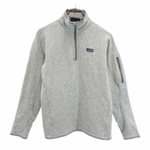 パタゴニア ロゴ刺繍 ニット トレーナー M グレー patagonia ハーフジップ 裏起毛 長袖 レディース 230112