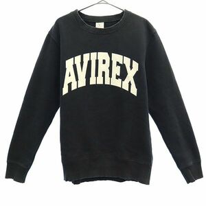 アビレックス プリント スウェット M ブラック AVIREX U.S.A 裏起毛 長袖 トレーナー メンズ 230129