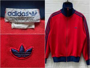 adidas ADS-4F アディダス トラック トップ ジャージ 3号 デサント正規品 レッド / ネイビー Track Jacket ビンテージ 昭和 70's 80's