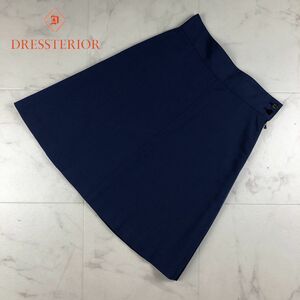 美品 DRESSTERIOR ドレステリア リネン ウール フレアスカート 膝丈 裏地あり レディース ボトムス 紺 ネイビー サイズ36*WB176