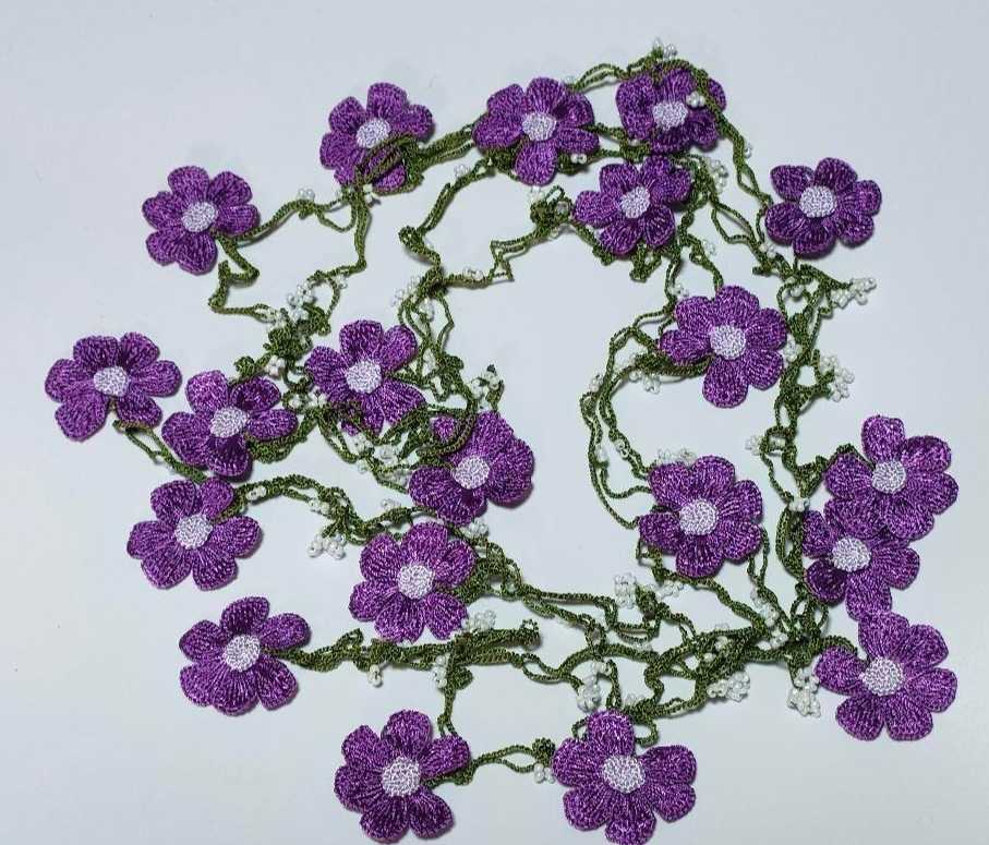 ○ r8-21 Oya embroidery purple lariat purple daisy necklace Mimioya embroidery accessories Mimio Türkiye lariat, Handmade, Accessories (for women), necklace, pendant, choker