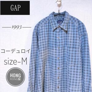 90s Old GAP コーデュロイ スナップボタン USA チェック柄 ビンテージ 長袖シャツ