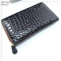 美品 ジェイアンドエムデヴィッドソン J&M Davidson 長財布/ラウンドジップ/NEW SIZE L ZIP WALLET ネイビー （4829)_画像1