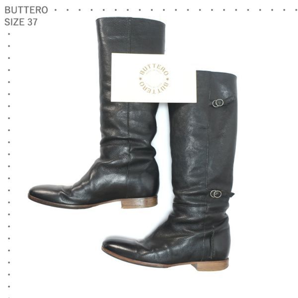 100％安い 美品 BUTTERO 東京直営店限定品 ブーツ size37 ブラック色
