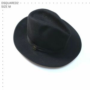 圧倒的クラス感☆極美品 ディースクエアード DSQUARED2 ラビットウール/帽子/ハット ブラック M（4846)