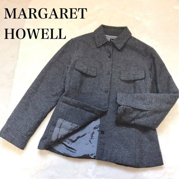 【美品】MARGARET HOWELL マーガレットハウエル ウール ジャケット ブルゾン グレー レディース ブランド