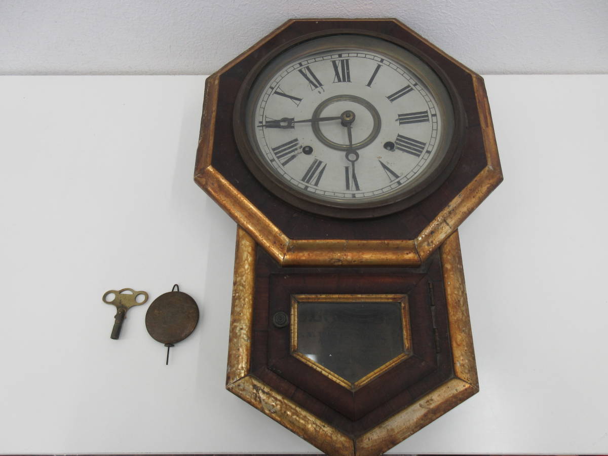 ウェルチ アメリカ 柱時計 古時計 ゼンマイ時計 ボンボン時計 振り子 