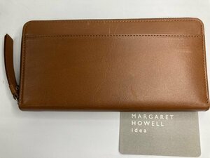  free shipping!! round Zip long wallet cow leather Akira tea 2 Britain MARGARET HOWELL idea* unused cheap!