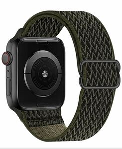 Apple Watch バンド ループ スポーツバンド 微調整可能 伸縮性 アップルウォッチバンド ナイロン製 Iwatch交換バンド42/44/45mm 緑色