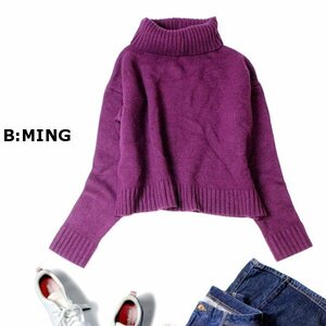 ☆☆ 美品 B:MING by BEAMS ビームス ☆☆ ゆったり厚手 タートルネック ウール ニット セーター F 秋 冬 23C01