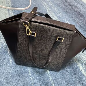 H&M パイソン クロコ ワニ ヘビ柄 ショルダーバッグ ブラック BK レディースバッグ