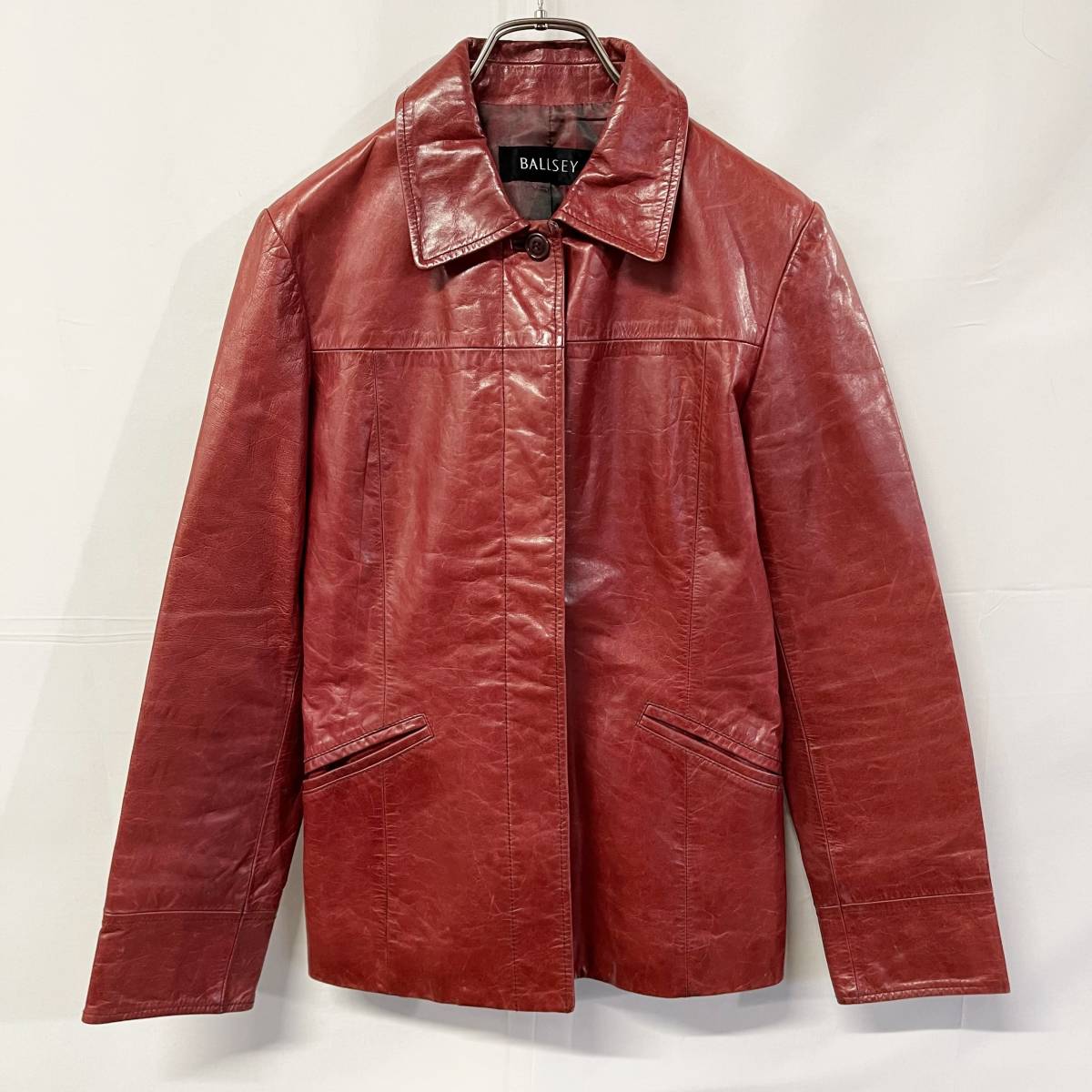 定13万新品 トゥモローランド 羊革ラムレザー ニット切替フーディ