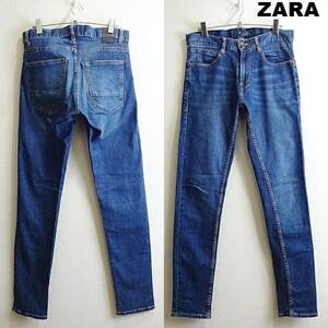 即決★ 送料無★ ZARA MAN　スキニーデニム　W78cm　ストレッチ　藍青　モロッコ製　Sz.30　ザラ　F534