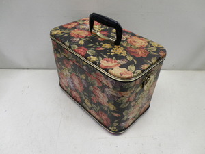 Old! pretty! make-up box! cosme case!30×17×24cm( floral print )