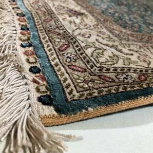 高級 ペルシャ絨毯 シルク 絹 122×77cm 花柄 アンティーク 家具 インテリア ラグ カーペット 3672の画像8