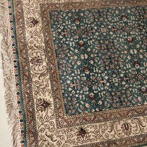 高級 ペルシャ絨毯 シルク 絹 122×77cm 花柄 アンティーク 家具 インテリア ラグ カーペット 3672の画像2