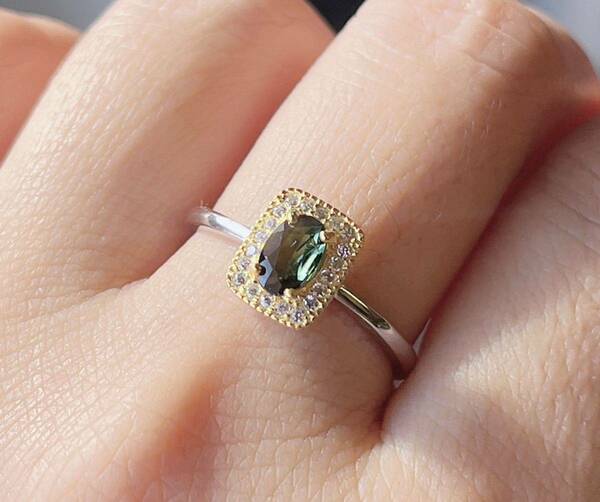 【天然石 】逸品緑トルマリンs925のリング指輪（番号A2276）