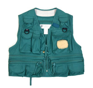 1990s COLUMBIA Fishing vest M Turquoise green オールド コロンビア フィッシングベスト 釣り アウトドア ターコイズグリーン